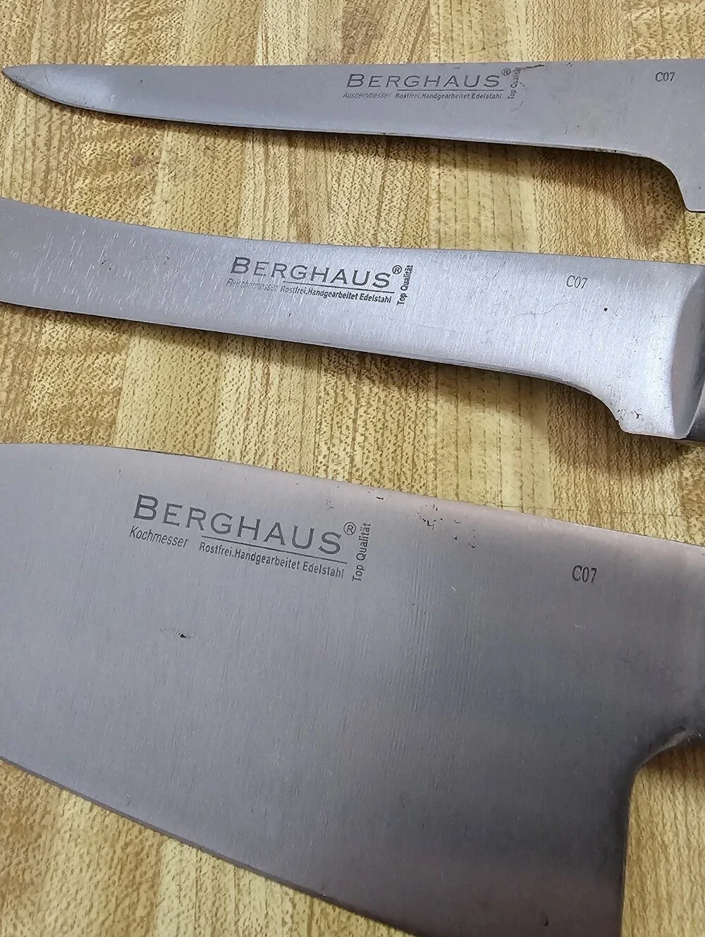 Berghaus Stainless Steel Kitchen Knife Set 3 Piece Santoku Chef Cutlery Lot Used